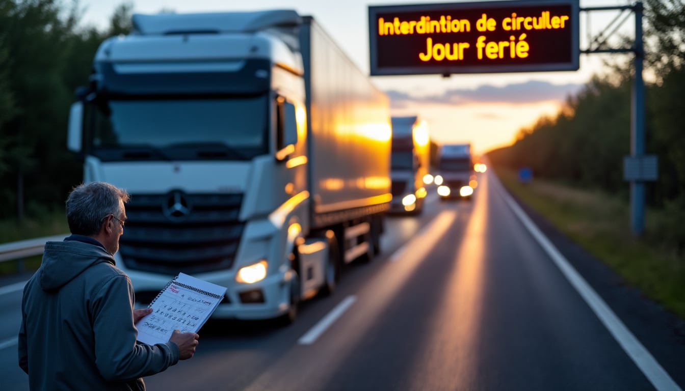 Illustration: Liste des jours fériés concernés et calendrier des interdictions de circulation