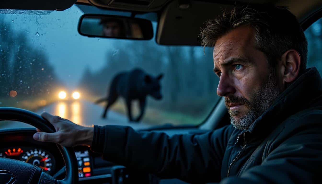 Illustration: Les dangers cachés de la conduite nocturne et l’importance de la vigilance